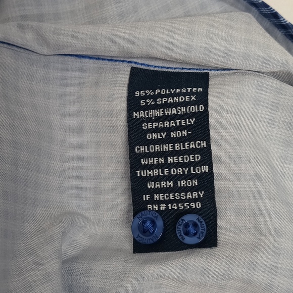 Nautica|long sleeve Dress shirt slim fit Mens Sz 14/14 1/2 32/33 Small plaid NWT - Picture 6 of 12